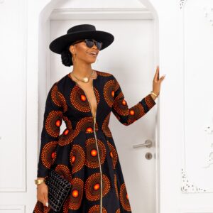 KEITA AFRICAN PRINT ZIP FRONT DRESS