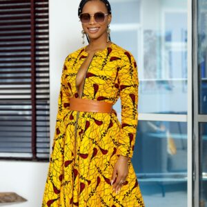 KEITA AFRICAN PRINT ZIP FRONT DRESS [ORANGE]