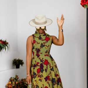 ZURI AFRICAN PRINT HIGH NECK DRESS [MULTICOLOR]