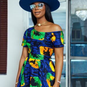 IMANI AFRICAN PRINT OFF SHOULDER DRESS