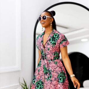 JULIET AFRICAN PRINT MIDI DRESS [PINK]