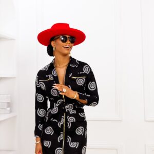 ALEXA AFRICAN PRINT JACKET DRESS [BLACK]